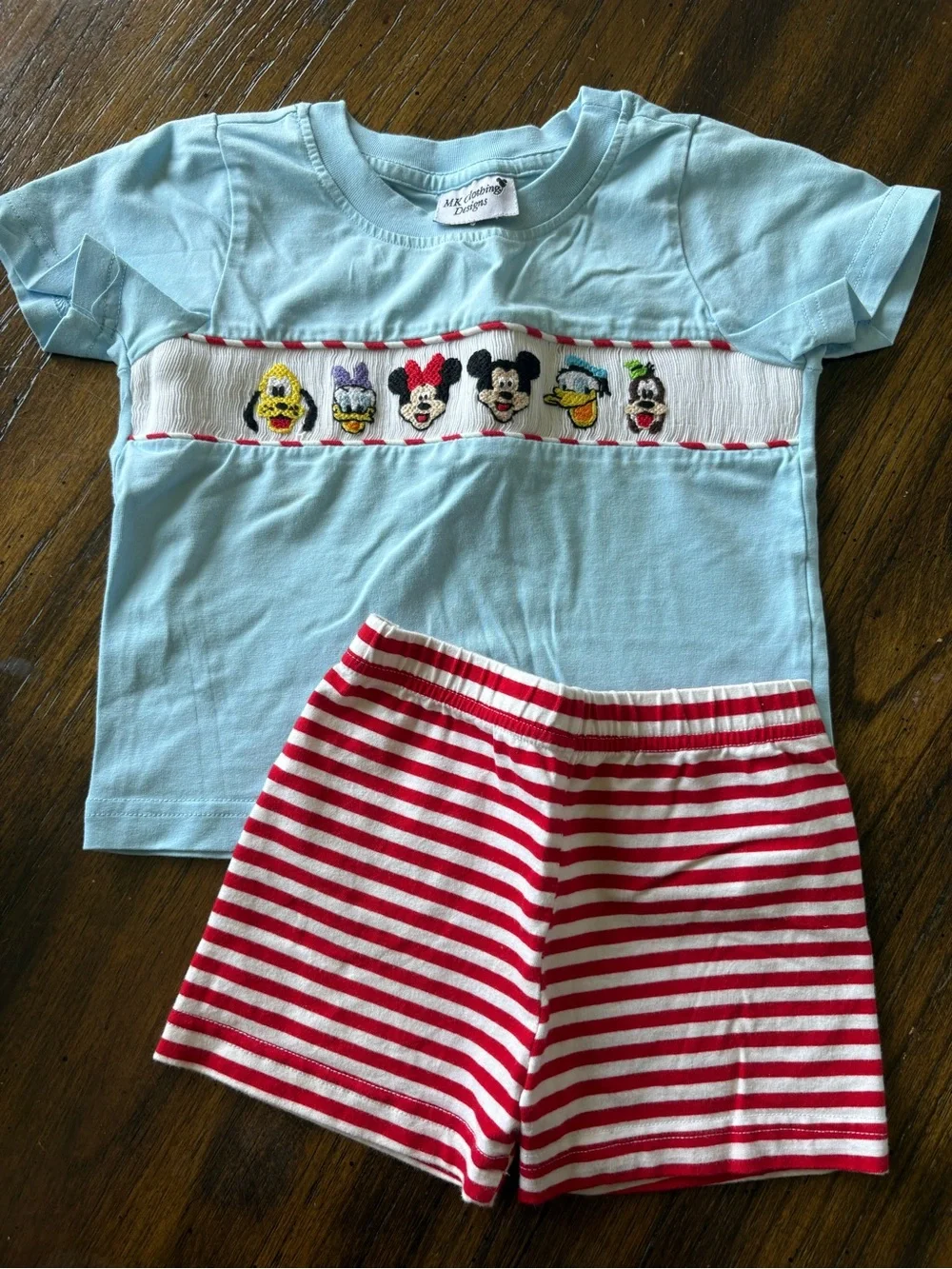 Disney Light Blue & Red Striped Kids Set